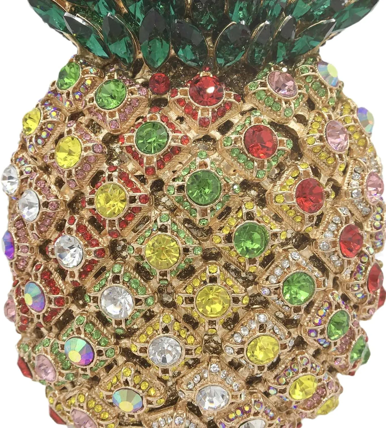 Boutique De FGG Pineapple Crystal Evening Bags and Clutches for Women Formal Dinner Purses Party Rhinestones Handbags