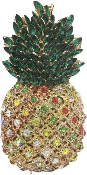 Boutique De FGG Pineapple Crystal Evening Bags and Clutches for Women Formal Dinner Purses Party Rhinestones Handbags