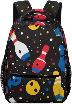 Bowling Ball Black Backpack Lightweight Travel Backpack Laptop Backpack Casual Daypack with Adjustable Strap
