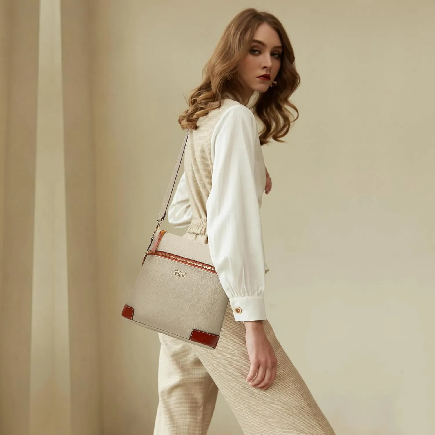 BOYATU Genuine Leather Crossbody Bag Women: Medium Leather Shoulder Purse - Trendy Handbag Travel Adjustable Strap