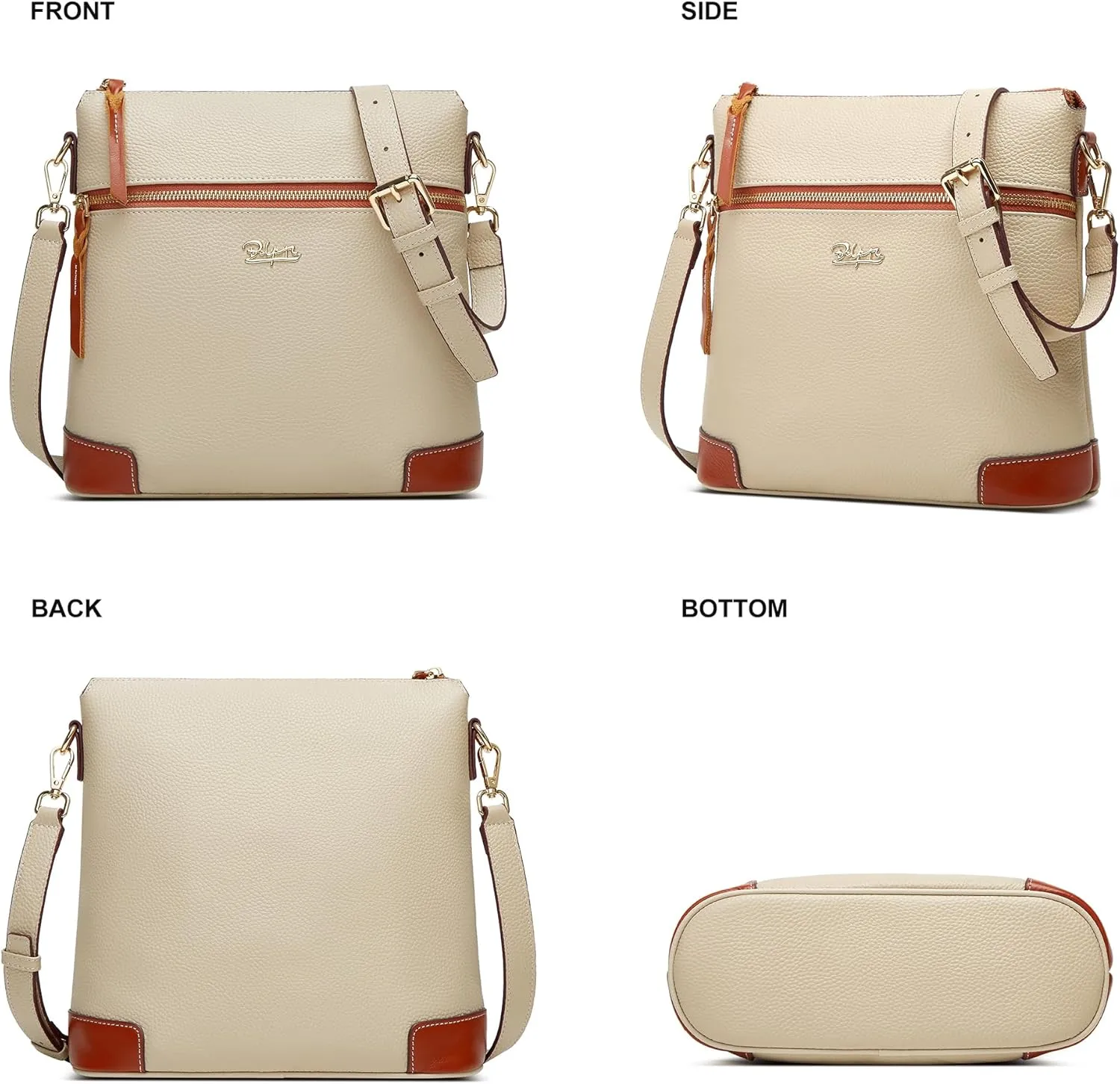 BOYATU Genuine Leather Crossbody Bag Women: Medium Leather Shoulder Purse - Trendy Handbag Travel Adjustable Strap