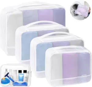 Cambond Dual-Use Mesh Packing Cubes Laundry Bag - See Through Packing Cubes for Travel, Lightweight Machine Washable Mesh Laundry Bags Wash Bags with Handle, Travel Bags Luggage Suitcase Organizer