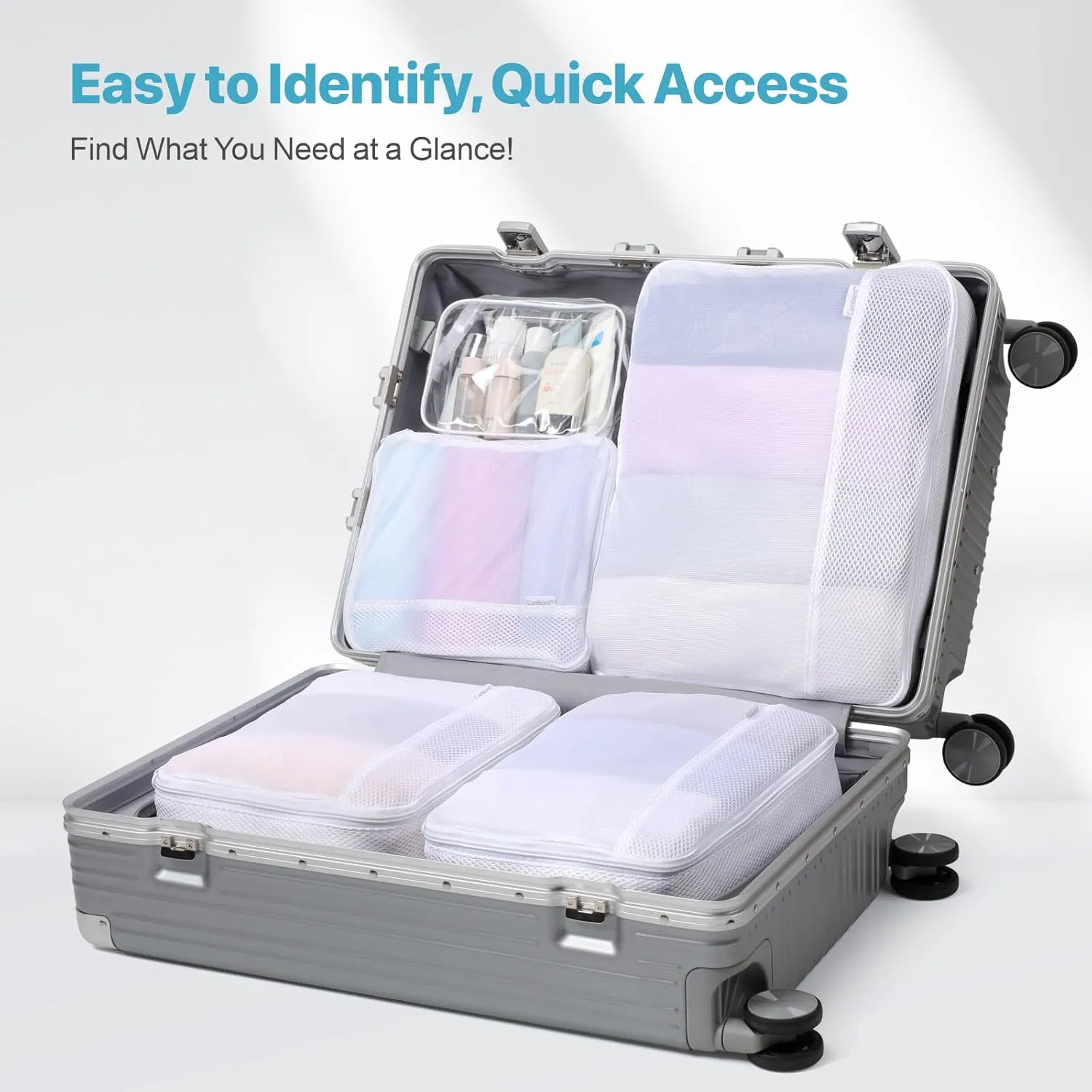 Cambond Dual-Use Mesh Packing Cubes Laundry Bag - See Through Packing Cubes for Travel, Lightweight Machine Washable Mesh Laundry Bags Wash Bags with Handle, Travel Bags Luggage Suitcase Organizer