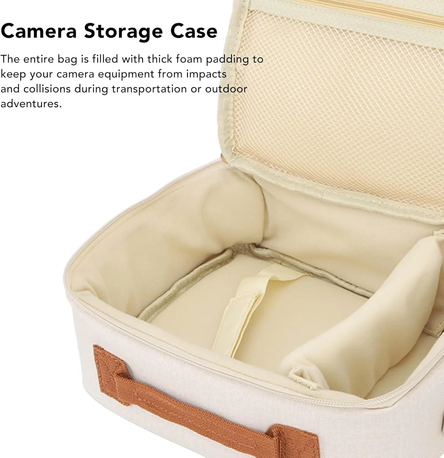 Camera Bag, Large Capacity Camera Storage Bag with Adjustable Shoulder Strap, Thickened Padding Handle Zipper Camera Case for CP910 1200 1300 DSLR (Beige)