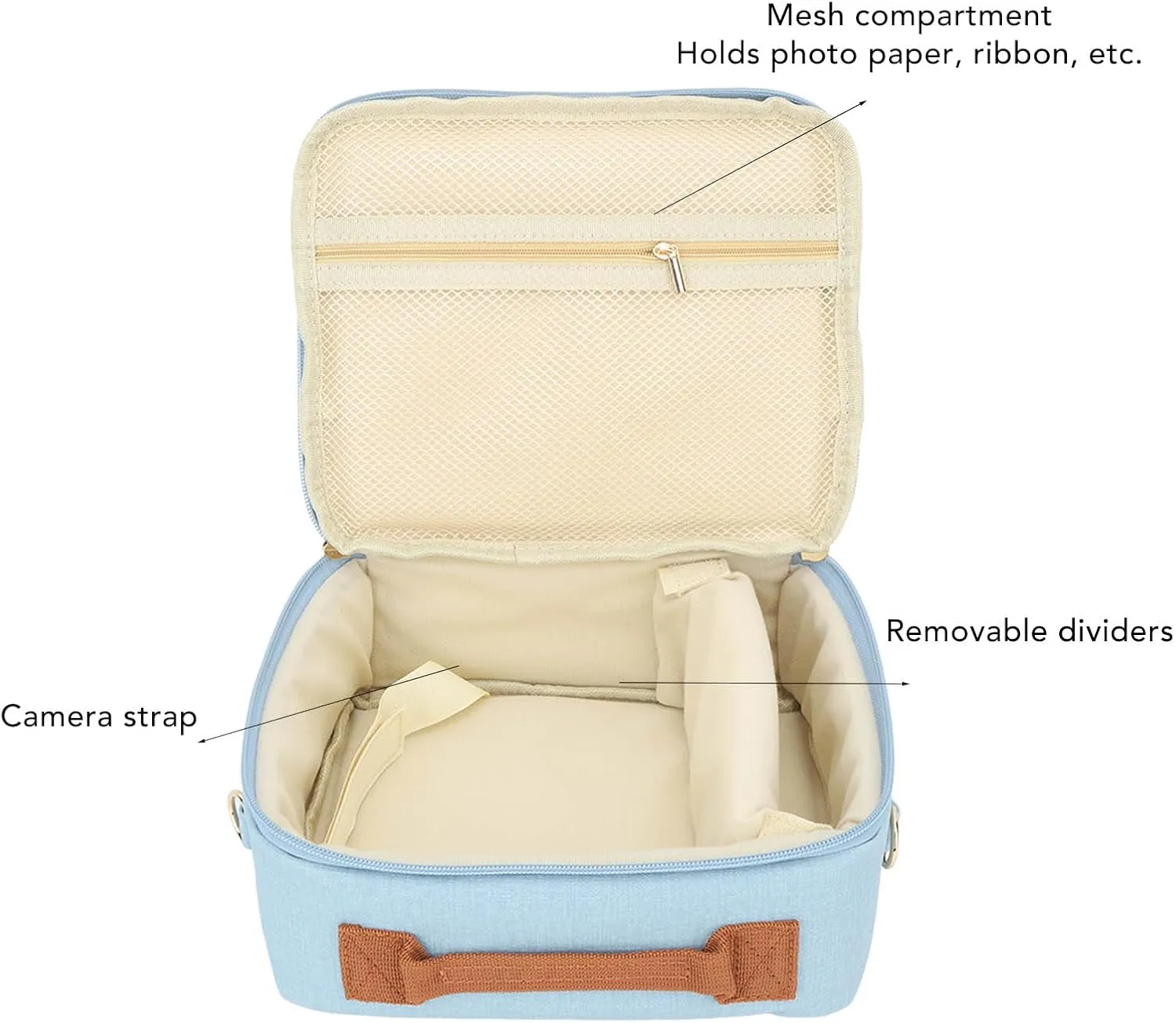 Camera Bag Large Capacity Thickened Padding, Adjustable Strap Handle Zipper Camera Case for CP910 1200 1300 DSLR, Cute Camera Bag Camera Carrying Bag Camera Storage Bag (Blue)