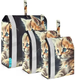 Cat Butterfly Compression Packing Cubes, 3pcs Compressible Expandable Travel Packing Organizer, Travel Cubes for Suitcase Carry On
