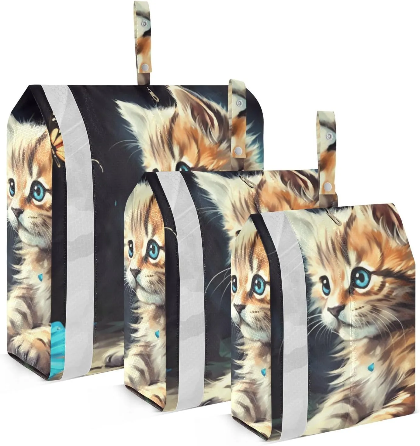 Cat Butterfly Compression Packing Cubes, 3pcs Compressible Expandable Travel Packing Organizer, Travel Cubes for Suitcase Carry On