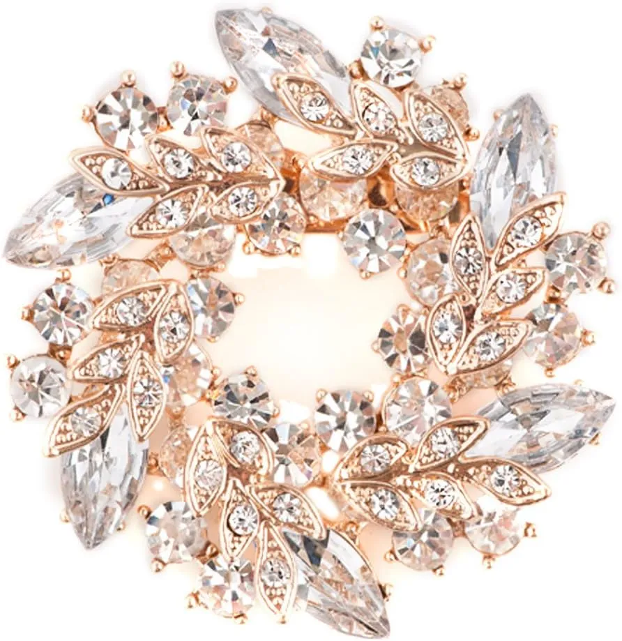 CharmSStory Vintage Wedding Flower Brooches Austrian Synthetic Crystal Penannular Brooch Pin