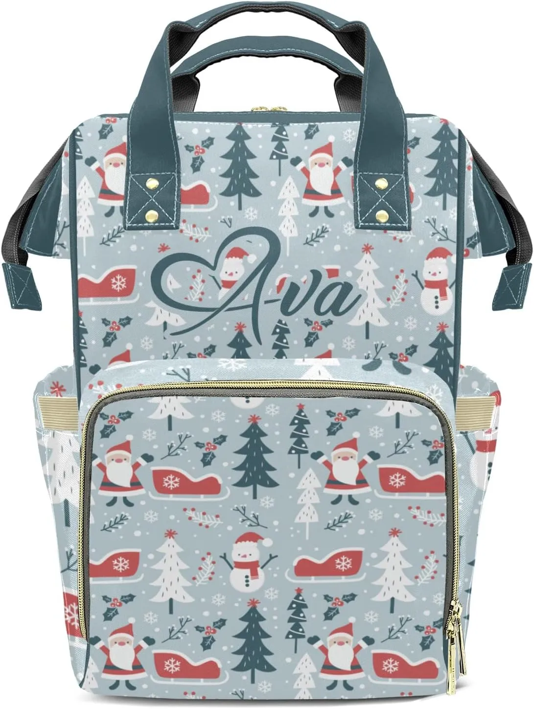 Christmas Pattern Mummy Bags Custom with Name Personalized Diaper Bags Backpack Presents