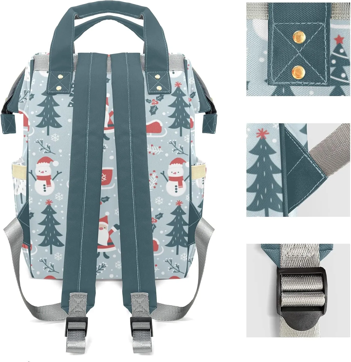 Christmas Pattern Mummy Bags Custom with Name Personalized Diaper Bags Backpack Presents