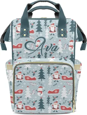 Christmas Pattern Mummy Bags Custom with Name Personalized Diaper Bags Backpack Presents