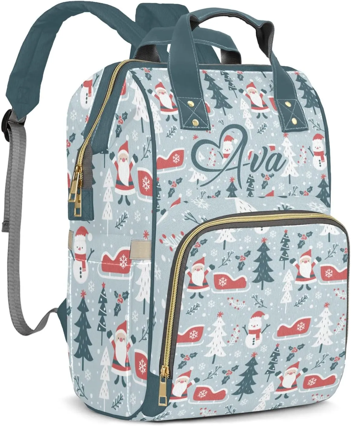 Christmas Pattern Mummy Bags Custom with Name Personalized Diaper Bags Backpack Presents