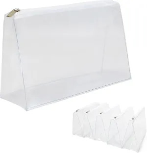 Clear Cosmetic Bags, TSA Approved Portable Travel Makeup Bags with Zipper, Waterproof Toiletry Pouches, Transparent Organizer Bags for Lingerie Swimsuits (5 Pack)