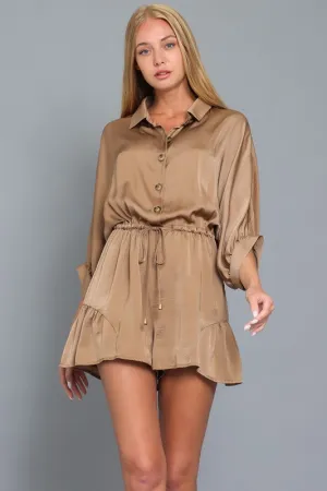 Collared tie waist Romper