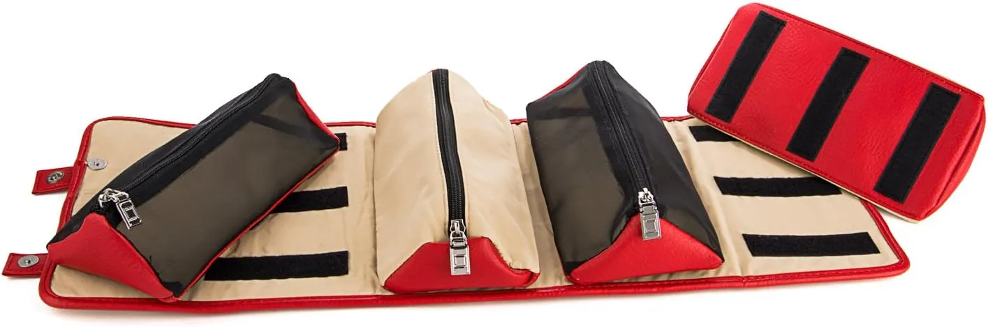 Compact Foldable Travel Toiletry Kit Bag with 4 Removable Pouches, Dopp Kit Bathroom Bag for Cosmetic, Makeup, Personal Hygiene Items, Washkit