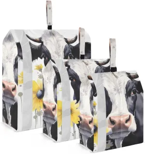 Cow Compression Packing Cubes, 3pcs Compressible Expandable Travel Packing Organizer, Travel Cubes for Suitcase Carry On