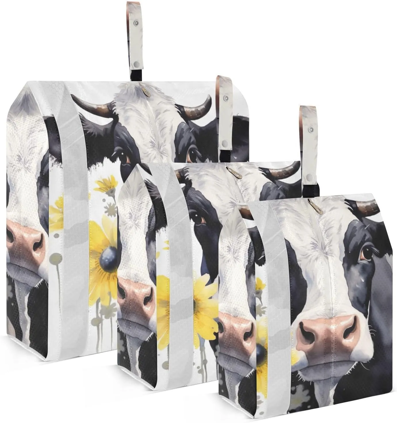 Cow Compression Packing Cubes, 3pcs Compressible Expandable Travel Packing Organizer, Travel Cubes for Suitcase Carry On