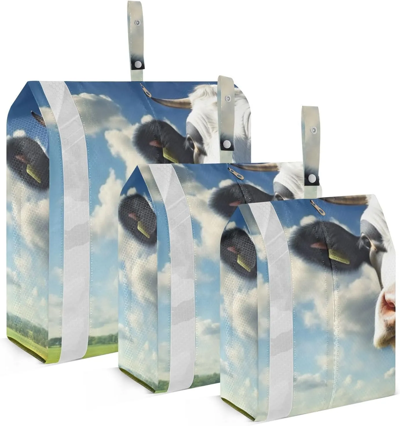 Cow Compression Packing Cubes, 3pcs Compressible Expandable Travel Packing Organizer, Travel Cubes for Suitcase Carry On