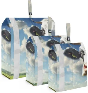 Cow Compression Packing Cubes, 3pcs Compressible Expandable Travel Packing Organizer, Travel Cubes for Suitcase Carry On