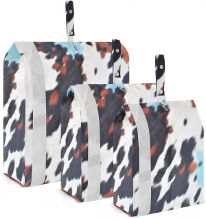 Cow Print Compression Packing Cubes, 3pcs Compressible Expandable Travel Packing Organizer, Travel Cubes for Suitcase Carry On