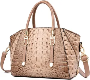 Crocodile Pattern Handbags for Women PU Leather Satchel Shoulder Bag Ladies Zipper Totes Purse Top Handle Bags