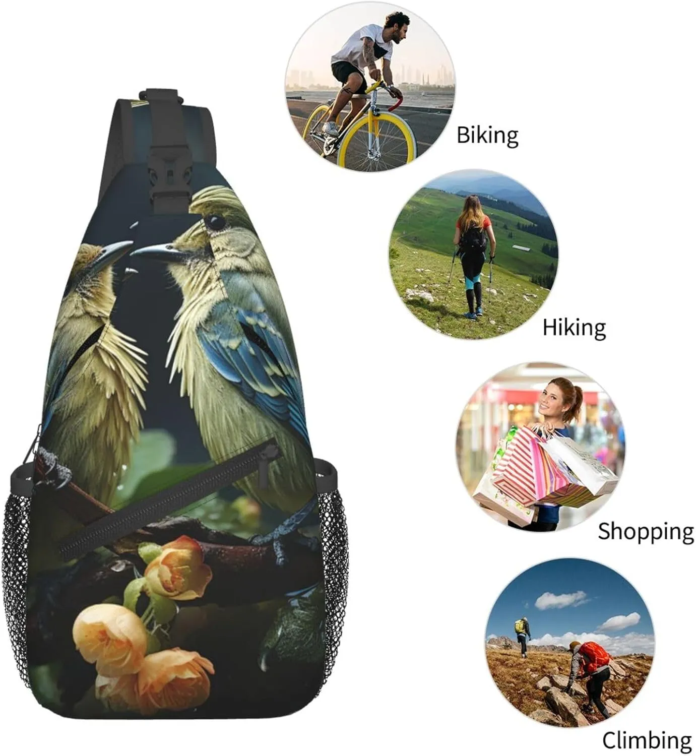 Crossbody Bags for Women Men Trendy Sling Bag Casual Chest Bag Moon Flowers and Butterflies Shoulder Bag for Travel