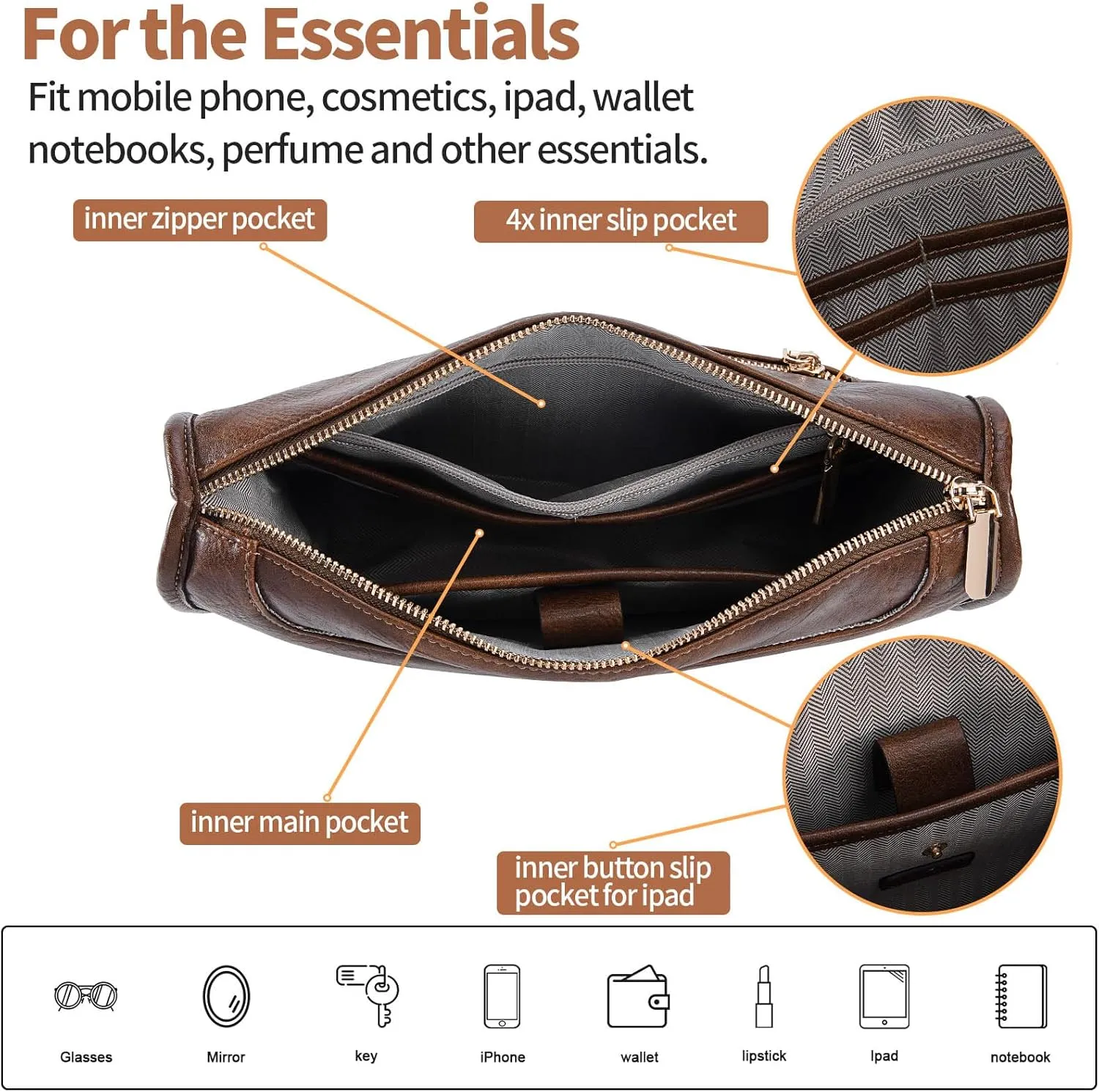 Crossbody Bags For Women Trendy Vegan Leather Travel Bags Shoulder Purses For Women With 2 Adjustable Strap