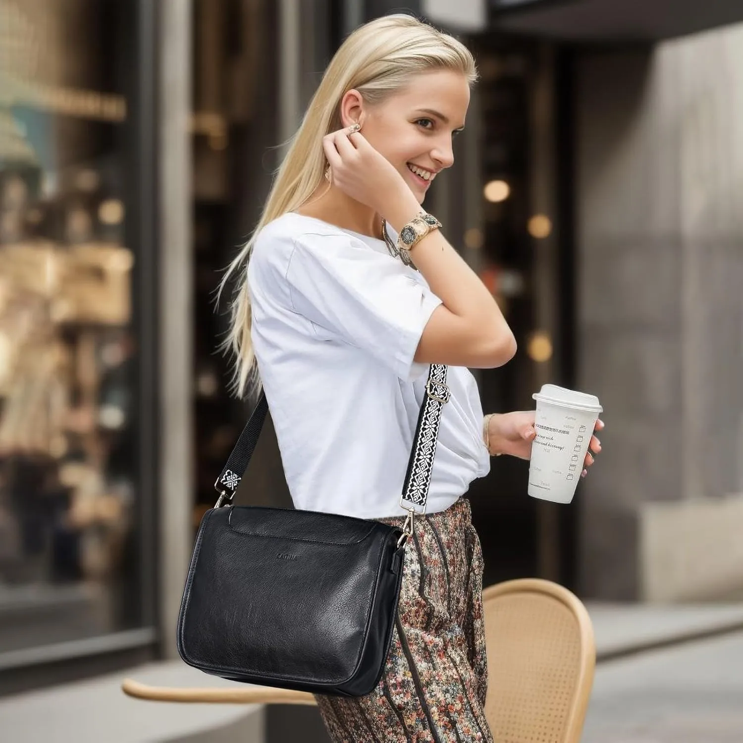 Crossbody Bags For Women Trendy Vegan Leather Travel Bags Shoulder Purses For Women With 2 Adjustable Strap