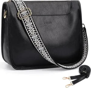 Crossbody Bags For Women Trendy Vegan Leather Travel Bags Shoulder Purses For Women With 2 Adjustable Strap