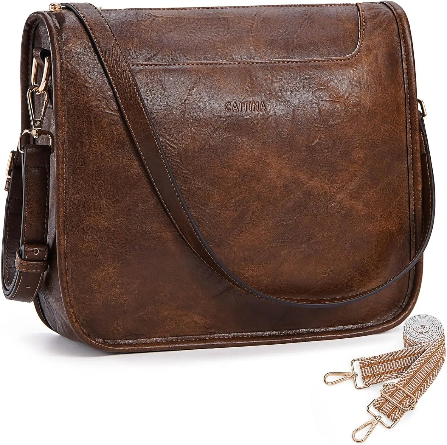 Crossbody Bags For Women Trendy Vegan Leather Travel Bags Shoulder Purses For Women With 2 Adjustable Strap