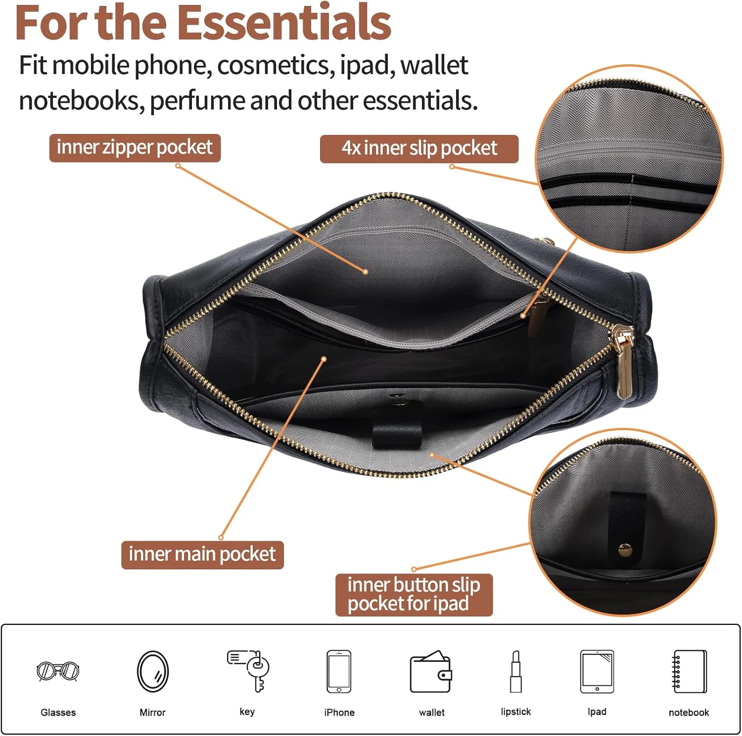 Crossbody Bags For Women Trendy Vegan Leather Travel Bags Shoulder Purses For Women With 2 Adjustable Strap