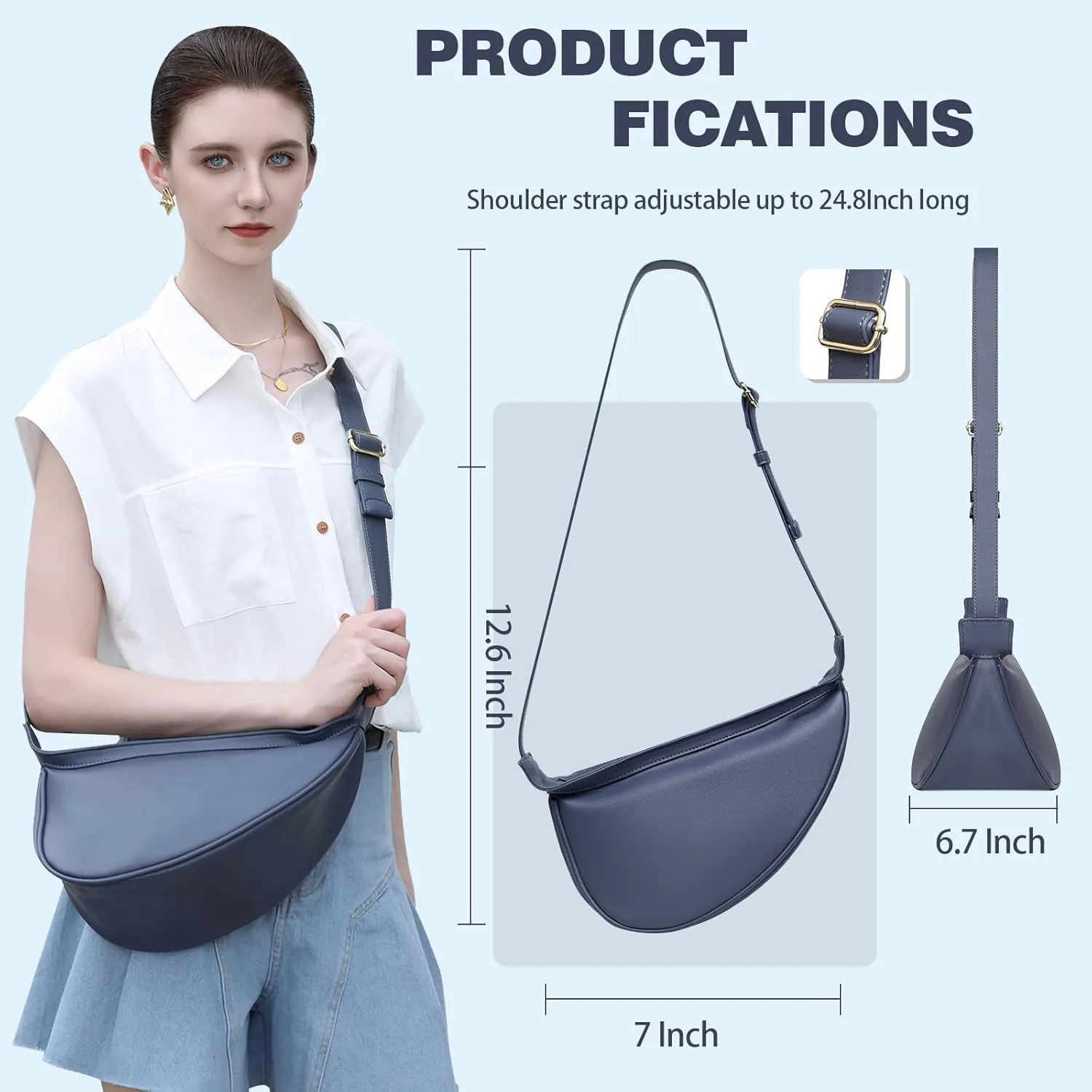 Crossbody Bags for Women, Vegan Leather Trendy Hobo Sling Crossbody Bag with Adjustable Shoulder Strap