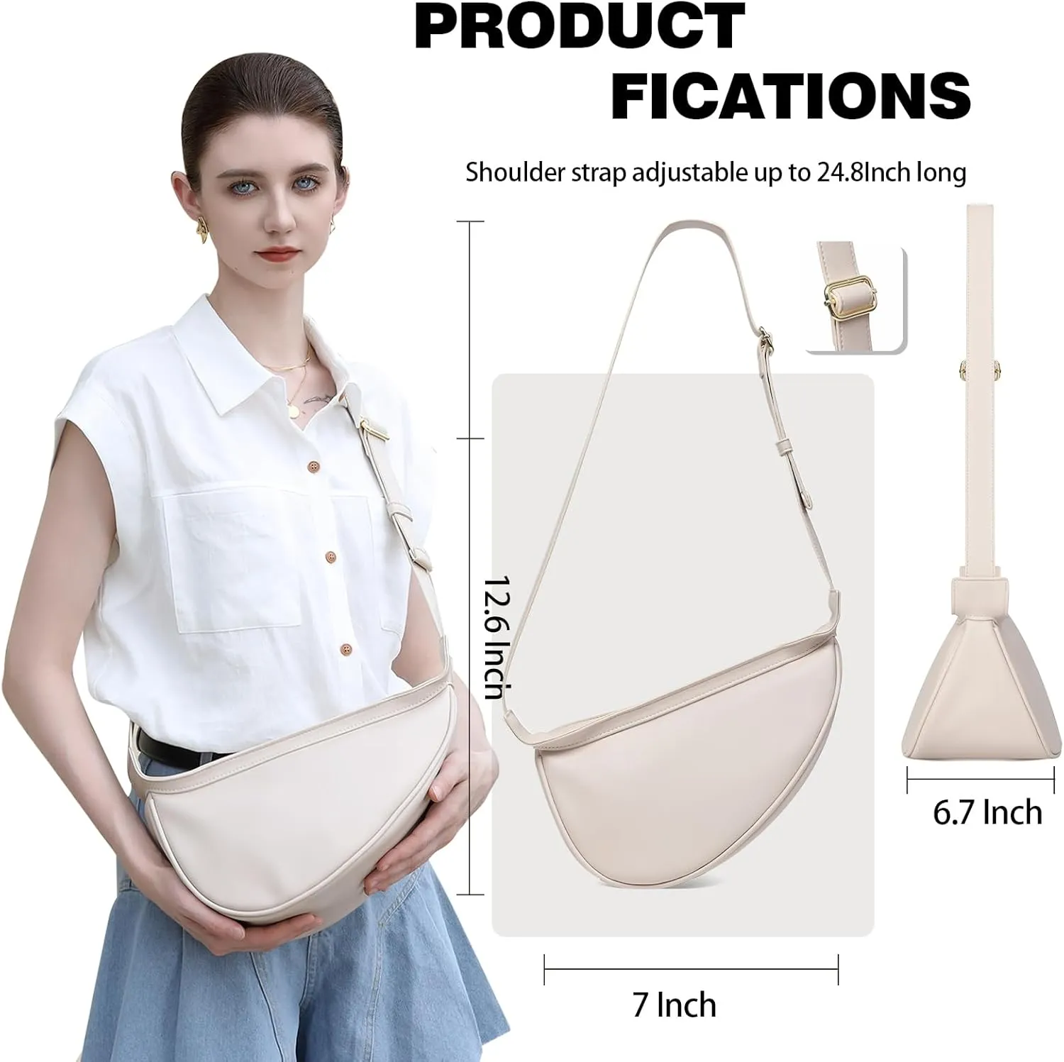 Crossbody Bags for Women, Vegan Leather Trendy Hobo Sling Crossbody Bag with Adjustable Shoulder Strap