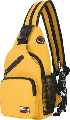 Crossbody Sling Bag for Men Women Lightweight Chest Bag Daypack Casual Backpack Travel Outdoor Walking Bags(Yellow, One Size)