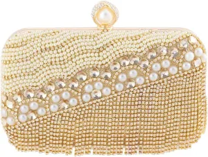 Crystal Tassel Shoulder Handbag Bridal Wedding Purse Ladies Banquet Clutch Purses for Women Pearl Evening Rhinestones