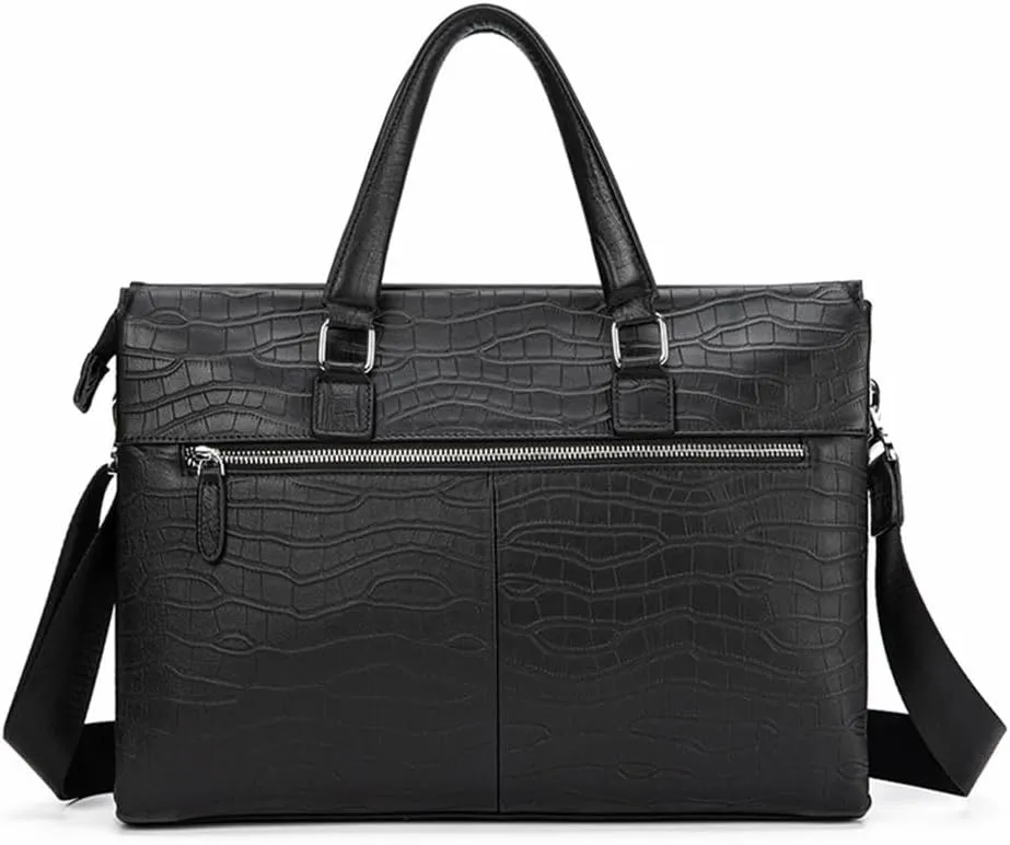 CSCDD Men's Tote Leather Large Capacity Business Briefcase Top Layer Cowhide Laptop Bag(D)