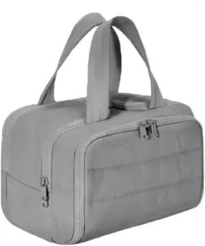 Curetoaway Travel Cosmetic Bag, Cureaway Large Capacity Wide-Open Travel Cosmetic Bag, Curetoaway-Z Lightweight Waterproof Puffer Toiletry, 4-In-1 Toiletry for Women (Gray)