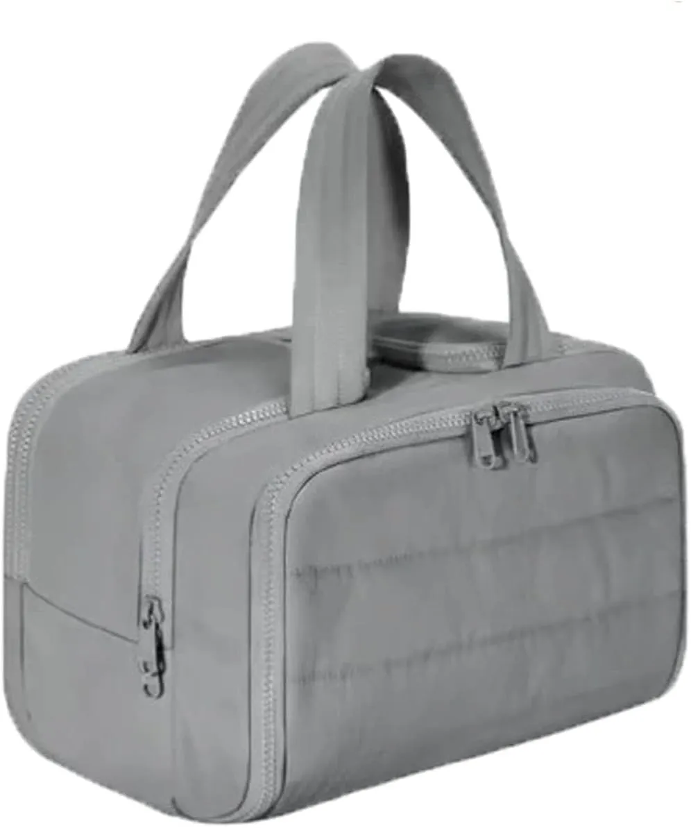 Curetoaway Travel Cosmetic Bag, Cureaway Large Capacity Wide-Open Travel Cosmetic Bag, Curetoaway-Z Lightweight Waterproof Puffer Toiletry, 4-In-1 Toiletry for Women (Gray)