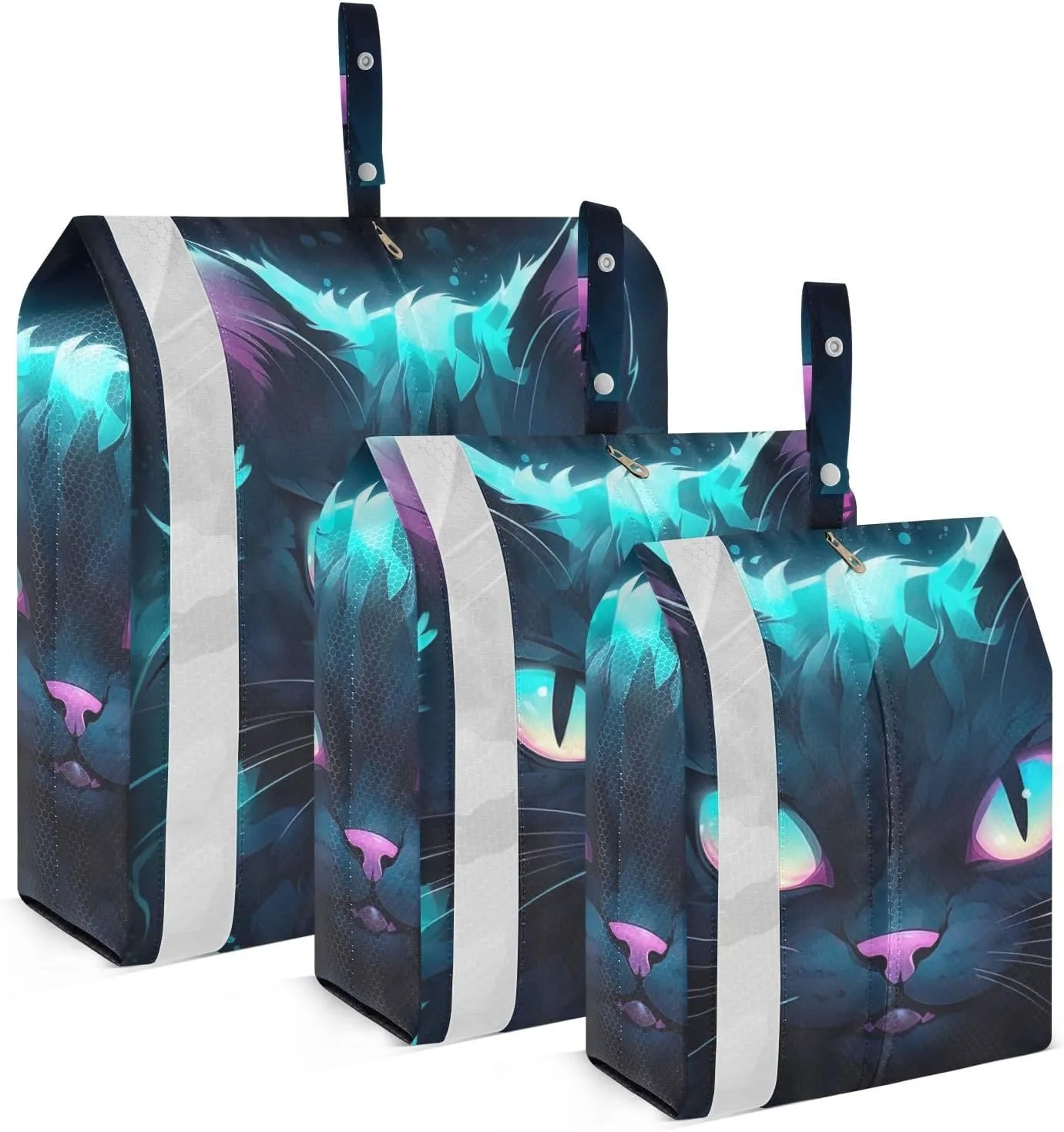 Cute Cat Compression Packing Cubes, 3pcs Compressible Expandable Travel Packing Organizer, Travel Cubes for Suitcase Carry On