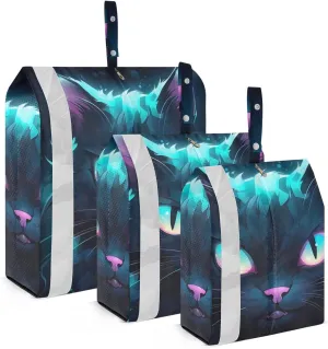 Cute Cat Compression Packing Cubes, 3pcs Compressible Expandable Travel Packing Organizer, Travel Cubes for Suitcase Carry On