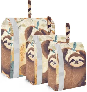 Cute Sloth Compression Packing Cubes, 3pcs Compressible Expandable Travel Packing Organizer, Travel Cubes for Suitcase Carry On