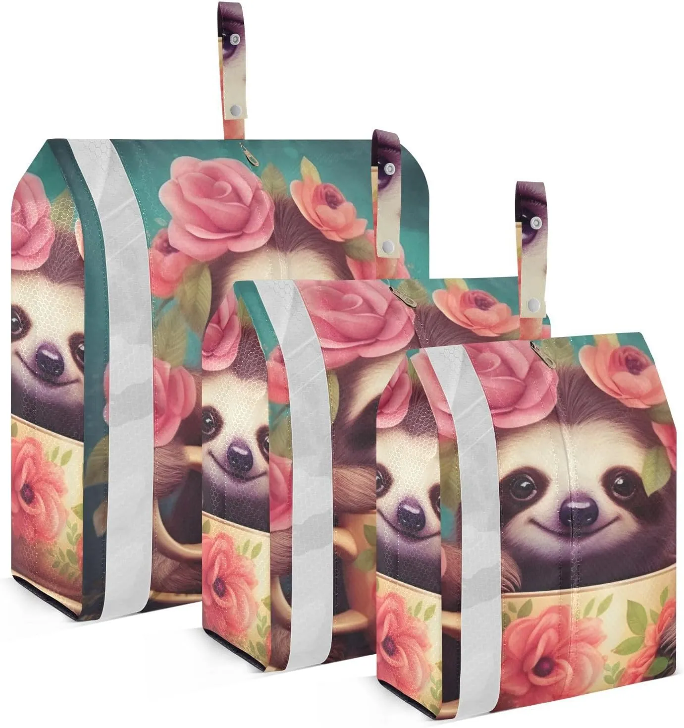Cute Sloth Compression Packing Cubes, 3pcs Compressible Expandable Travel Packing Organizer, Travel Cubes for Suitcase Carry On