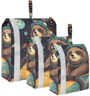 Cute Sloth Compression Packing Cubes, 3pcs Compressible Expandable Travel Packing Organizer, Travel Cubes for Suitcase Carry On