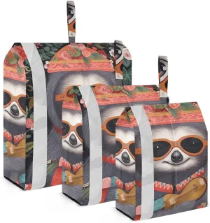 Cute Sloth Compression Packing Cubes, 3pcs Compressible Expandable Travel Packing Organizer, Travel Cubes for Suitcase Carry On