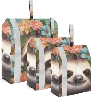 Cute Sloth Compression Packing Cubes, 3pcs Compressible Expandable Travel Packing Organizer, Travel Cubes for Suitcase Carry On