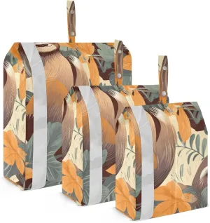 Cute Sloth Compression Packing Cubes, 3pcs Compressible Expandable Travel Packing Organizer, Travel Cubes for Suitcase Carry On