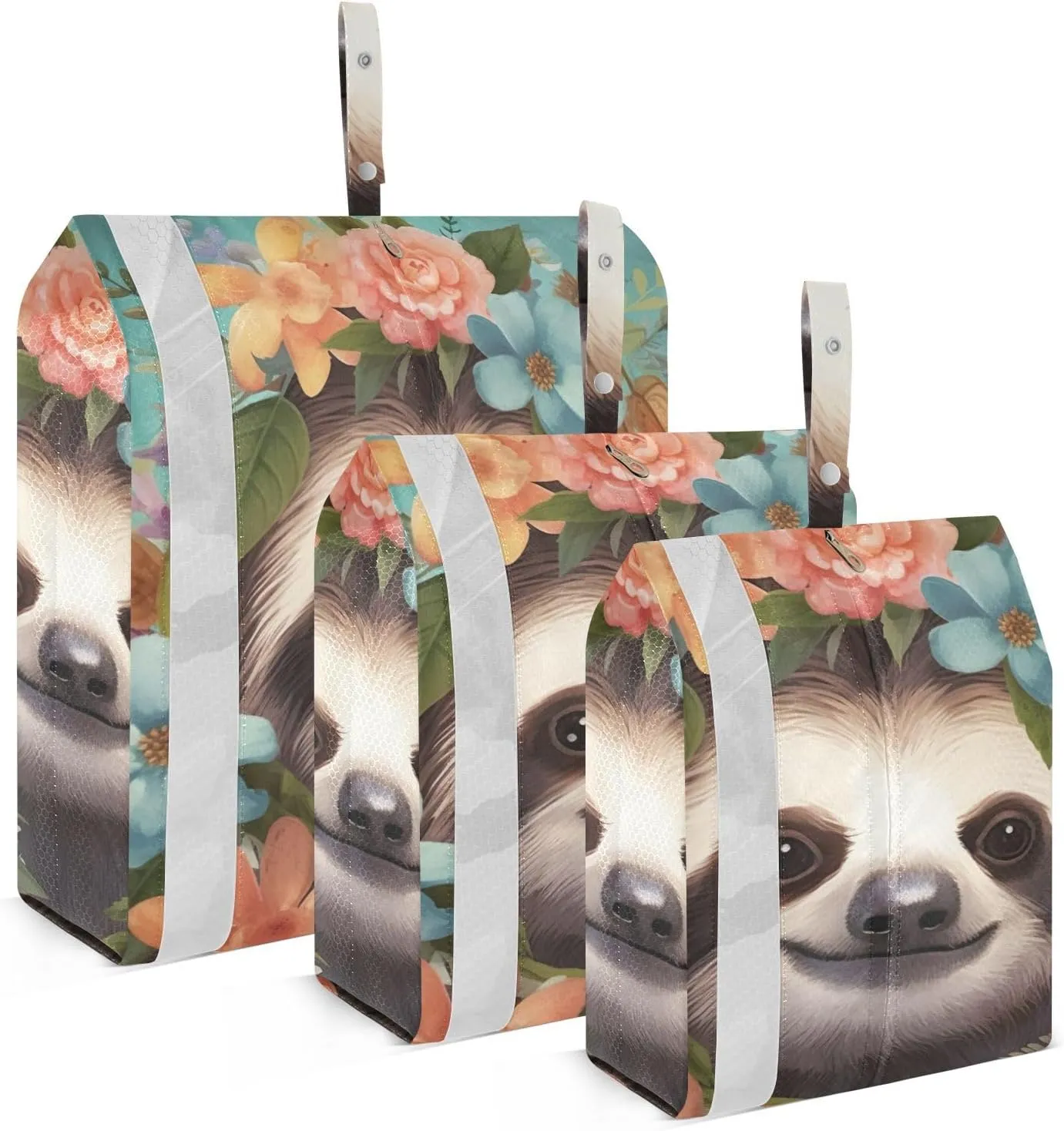 Cute Sloth Compression Packing Cubes, 3pcs Compressible Expandable Travel Packing Organizer, Travel Cubes for Suitcase Carry On