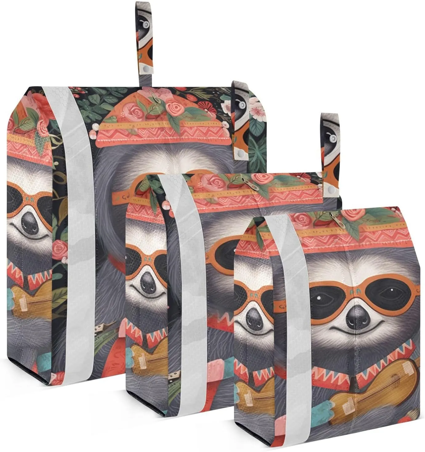 Cute Sloth Compression Packing Cubes, 3pcs Compressible Expandable Travel Packing Organizer, Travel Cubes for Suitcase Carry On