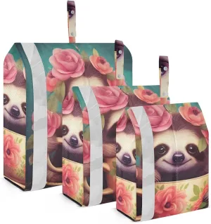 Cute Sloth Compression Packing Cubes, 3pcs Compressible Expandable Travel Packing Organizer, Travel Cubes for Suitcase Carry On