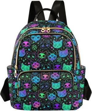 Demon Magic Devil Cats Women Travel Laptop Backpack Fashion Daypack Ladies Shoulder Bag for Casual Work